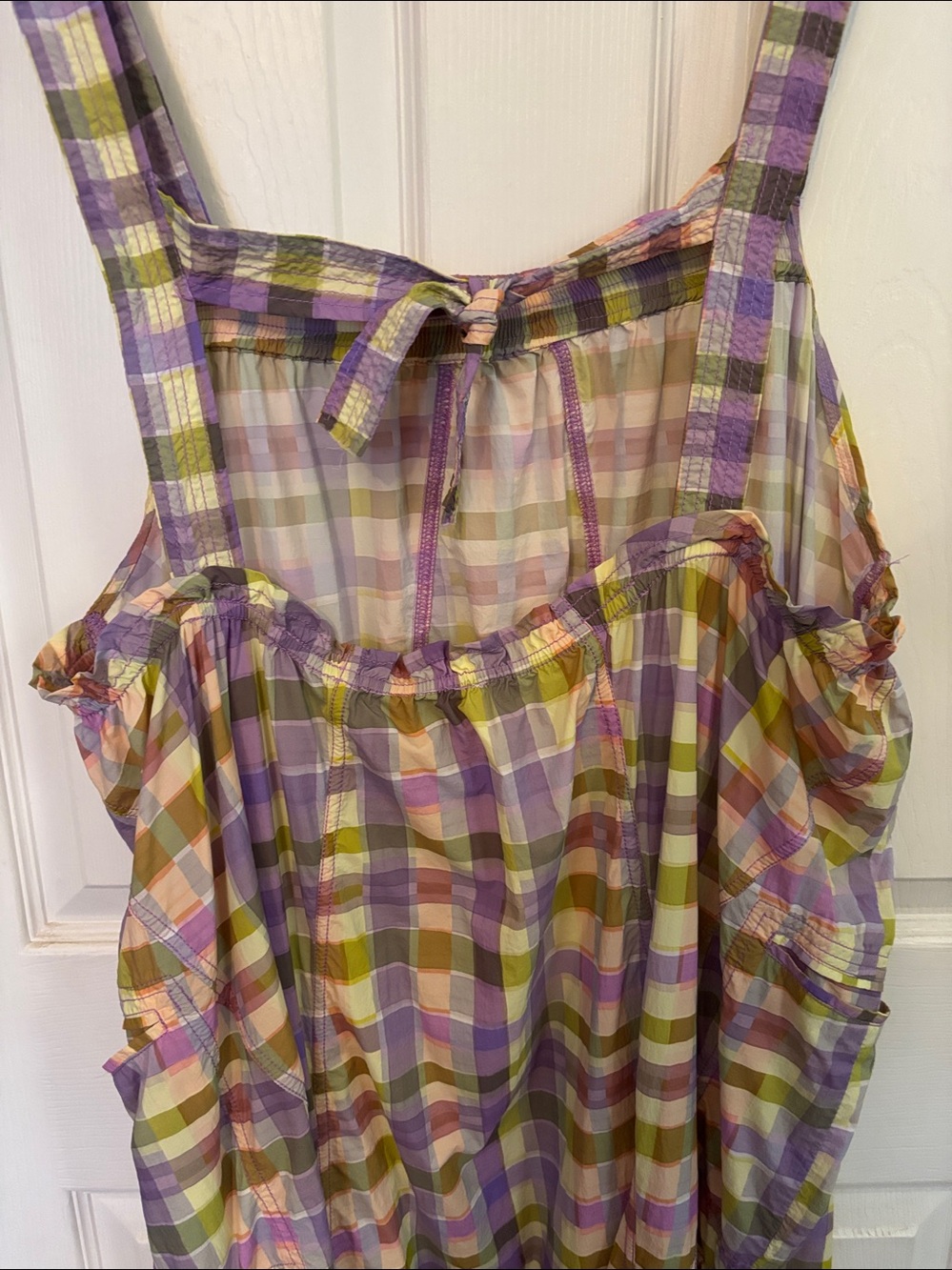 Anthropologie EVEVEST MIDI DRESS purple pink plaid XL - Picture 10 of 14